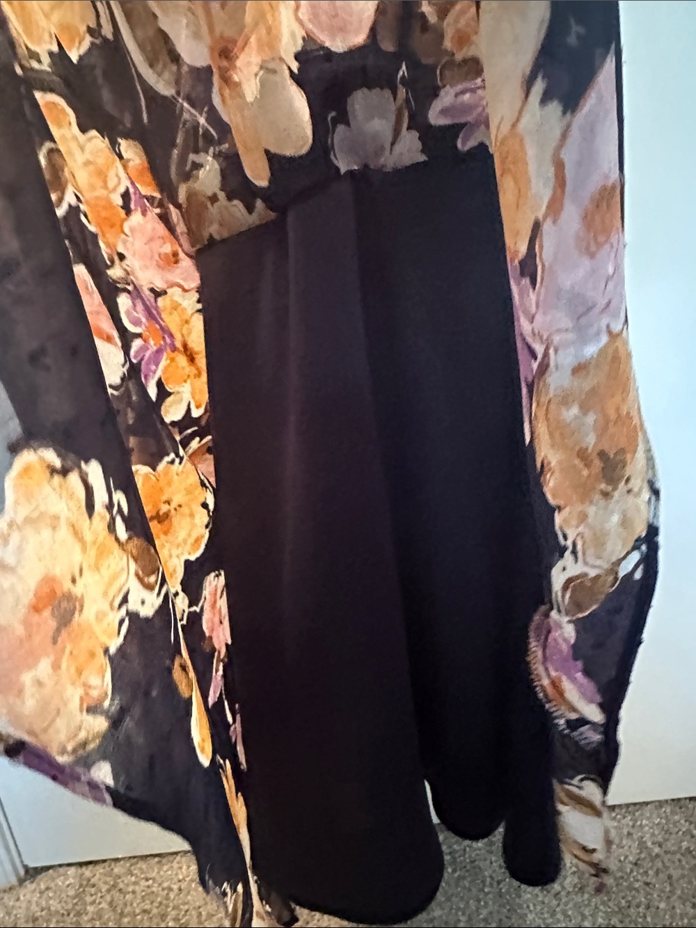 Lush Navy & Orange Women’s Cottagecore Floral Puff-Sleeve Tiered Maxi Dress Sz M - Picture 10 of 11